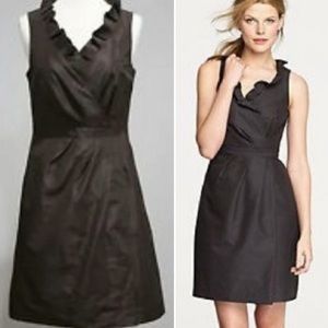 JCREW ✨ Blakely silk chic ruffle front classic black cocktail dress